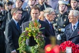 The Rt Hon Jeremy Hunt MP, Secretary of State for Foreign and Commonwealth Affairs, on behalf of the United Kingdom Overseas Territories and The Rt Hon The Lord Fowler, Lord Speaker, (on behalf of Parliament representing members of the House of Lords)   with their wreaths during the Remembrance Sunday Cenotaph Ceremony 2018 at Horse Guards Parade, Westminster, London, 11 November 2018, 10:55.