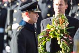 HRH The Earl of Wessex (Prince Eward) passing The Rt Hon Jeremy Hunt MP, Secretary of State for Foreign and Commonwealth Affairs, during the Remembrance Sunday Cenotaph Ceremony 2018 at Horse Guards Parade, Westminster, London, 11 November 2018, 10:59.