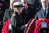 Commander Anne Sullivan, Royal Navy, Equerry to The Princess Royal, during Remembrance Sunday Cenotaph Ceremony 2018 at Horse Guards Parade, Westminster, London, 11 November 2018, 10:59.