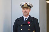 Vice Admiral Sir Tim Laurence, husband of HRH The Princess Royal on the balcony of the Foreign and Commonwealth Office during the Remembrance Sunday Cenotaph Ceremony 2018 at Horse Guards Parade, Westminster, London, 11 November 2018, 11:02.