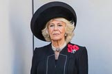 HRH The Duchess of Cornwall (Camilla) on the balcony of the Foreign and Commonwealth Office during the Remembrance Sunday Cenotaph Ceremony 2018 at Horse Guards Parade, Westminster, London, 11 November 2018, 11:02.