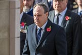 The Rt Hon Nigel Dodds OBE MP (Westminster Democratic Unionist Party Leader) during the Remembrance Sunday Cenotaph Ceremony 2018 at Horse Guards Parade, Westminster, London, 11 November 2018, 11:10.
