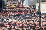 Over 9000 veterans waiting on Whitehall for the start of teh March Past during the Remembrance Sunday Cenotaph Ceremony 2018 at Horse Guards Parade, Westminster, London, 11 November 2018, 11:32.