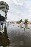 Henley Royal Regatta 2012 (Monday): View along the floating stand towards the finish line of the Henley Royal Regatta race course. The finish line is between the blue and white boxes..




on 25 June 2012 at 11:06, image #1