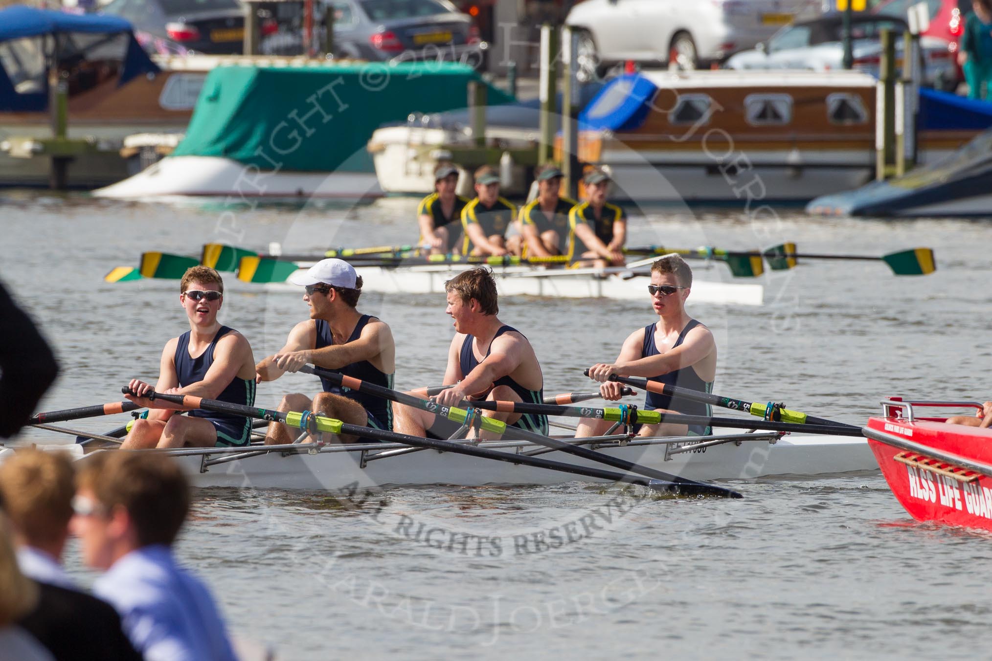 Henley Royal Regatta 2012 (Thursday): Race 9, Fawley Challenge Cup:  The Windsor Boys' School 'A'  (320, Bucks) v Eton College 'B'  (296, Berks).
River Thames beteen Henley-on-Thames and Remenham/Temple Island ,
Henley-on-Thames,
Oxfordshire,
United Kingdom,
on 28 June 2012 at 09:53, image #53