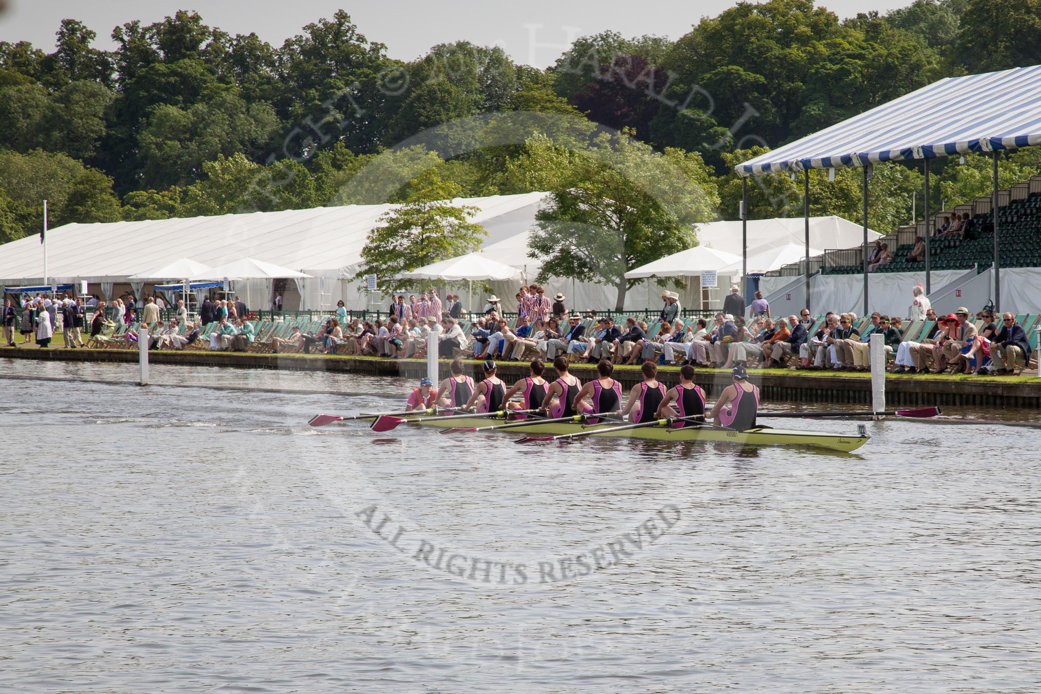 Henley Royal Regatta 2012 (Thursday): Race 12, Princess Elizabeth Challenge Cup:  Latymer Upper School  (140, Bucks) v Abingdon School  (122, Berks).
River Thames beteen Henley-on-Thames and Remenham/Temple Island ,
Henley-on-Thames,
Oxfordshire,
United Kingdom,
on 28 June 2012 at 10:10, image #68