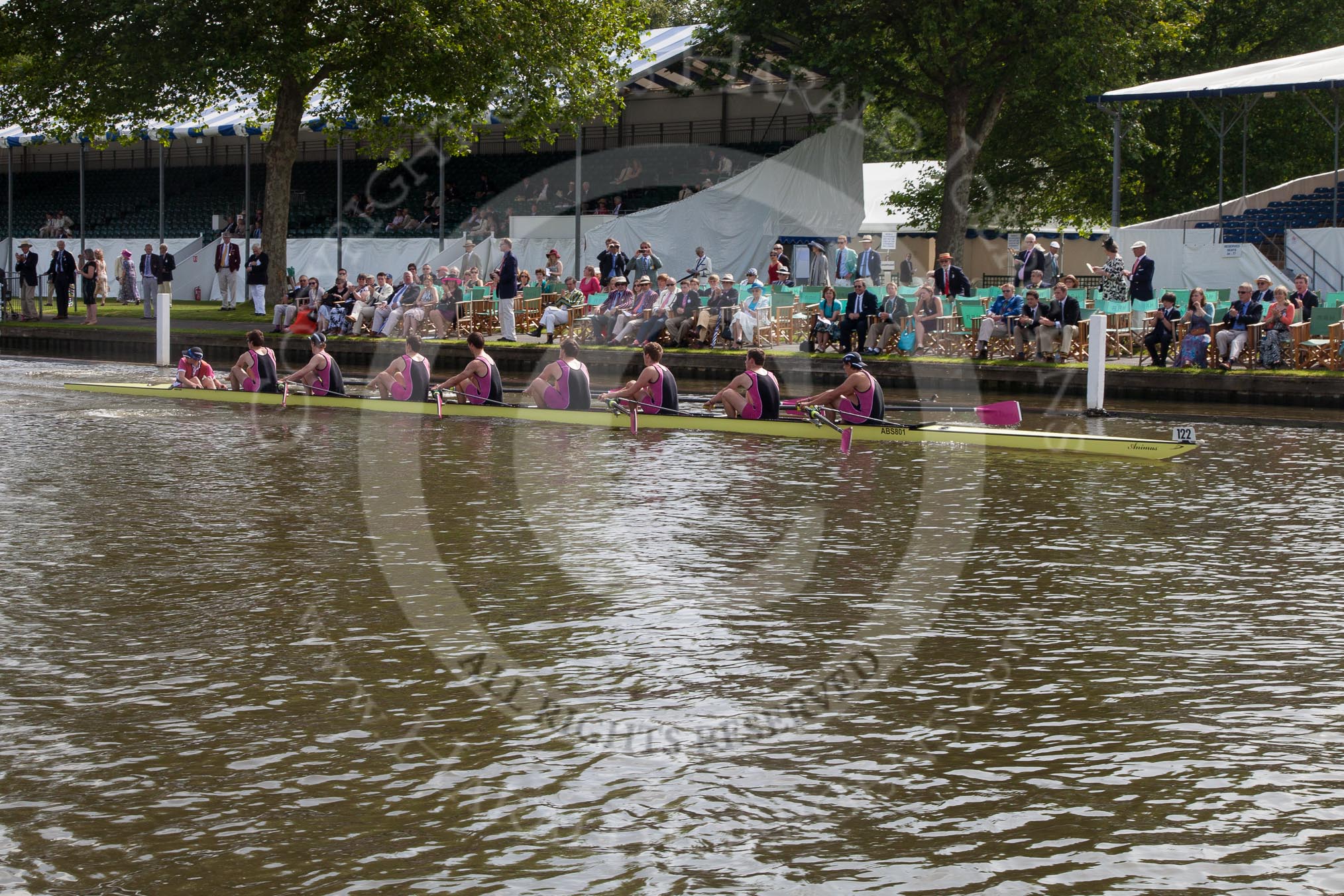 Henley Royal Regatta 2012 (Thursday): Race 12, Princess Elizabeth Challenge Cup:  Latymer Upper School  (140, Bucks) v Abingdon School  (122, Berks).
River Thames beteen Henley-on-Thames and Remenham/Temple Island ,
Henley-on-Thames,
Oxfordshire,
United Kingdom,
on 28 June 2012 at 10:10, image #70