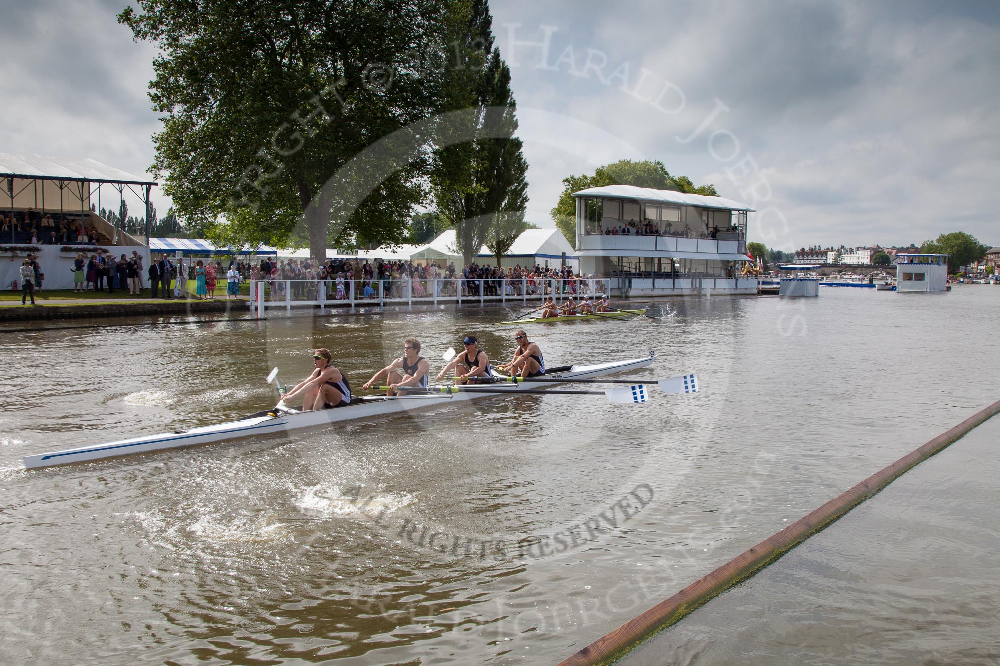 Henley Royal Regatta 2012 (Thursday): Race 13, Wyfold Elizabeth Challenge Cup:  London Rowing Club 'A'  (223, Bucks) v The Tideway Scullers's School  (246, Berks).
River Thames beteen Henley-on-Thames and Remenham/Temple Island ,
Henley-on-Thames,
Oxfordshire,
United Kingdom,
on 28 June 2012 at 10:15, image #80