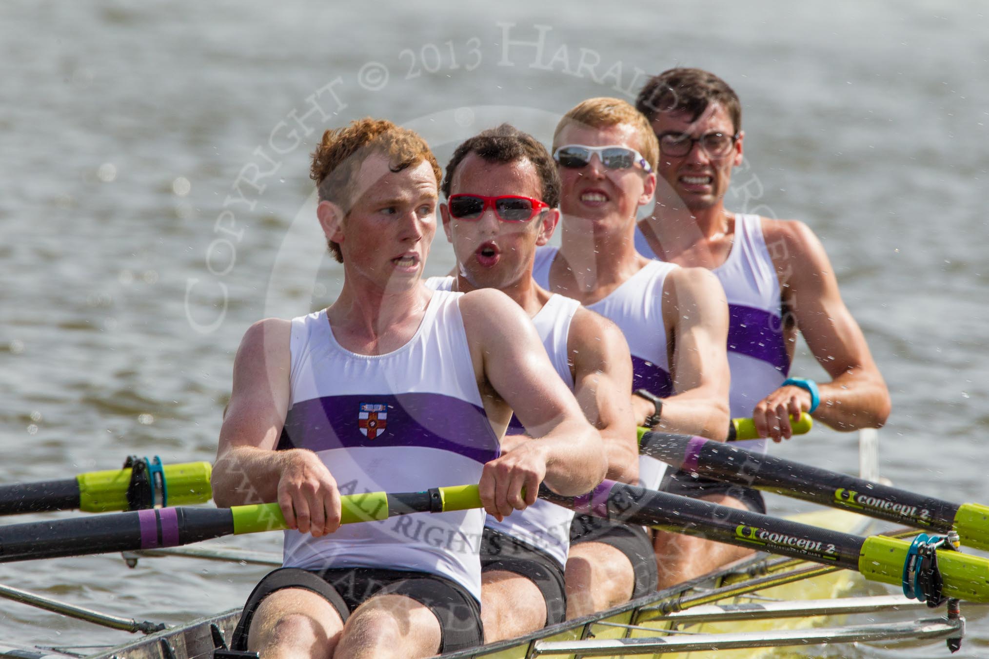 Henley Royal Regatta 2012 (Thursday): Race 58, Visitors' Challenge Cup:  University of London (210, Bucks) v Roeivereeniging Studenten Vreie Universiteit Okeanos und Algemene Utrechtse Studenten Roeivereeniging Orca, Holland (207, Berks).
River Thames beteen Henley-on-Thames and Remenham/Temple Island ,
Henley-on-Thames,
Oxfordshire,
United Kingdom,
on 28 June 2012 at 16:17, image #426