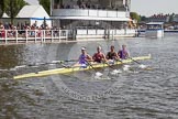 Henley Royal Regatta 2012 (Thursday): Race 59, Prince of Wales Challenge Cup:  Durham University and University of London (270, Bucks) v The Tideway Scullers' School and Stowe School (286, Berks).
River Thames beteen Henley-on-Thames and Remenham/Temple Island ,
Henley-on-Thames,
Oxfordshire,
United Kingdom,
on 28 June 2012 at 16:21, image #428