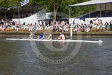 Henley Royal Regatta 2012 (Thursday): Race 59, Prince of Wales Challenge Cup:  Durham University and University of London (270, Bucks) v The Tideway Scullers' School and Stowe School (286, Berks).
River Thames beteen Henley-on-Thames and Remenham/Temple Island ,
Henley-on-Thames,
Oxfordshire,
United Kingdom,
on 28 June 2012 at 16:21, image #429