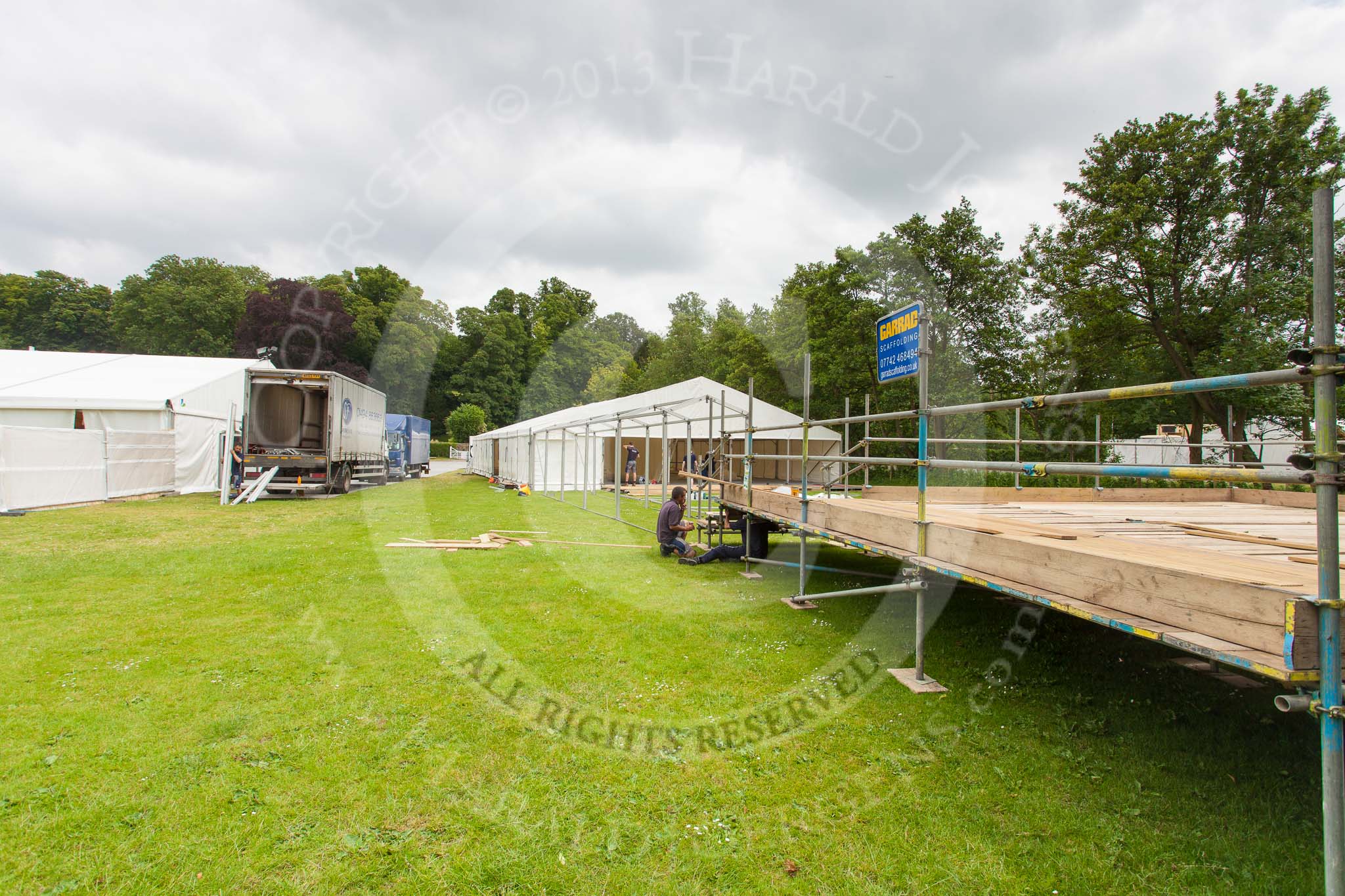 Henley Royal Regatta 2013 (Monday): Preparations for the regatta - tents on the eastern side of the Thames..
River Thames between Henley and Temple Island,
Henley-on-Thames,
Berkshire,
United Kingdom,
on 01 July 2013 at 14:34, image #12