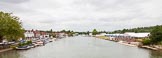 Henley Royal Regatta 2013 (Monday): Seen from Henley Bridge, the River Thames with the HRR finish line and the boat tents on the right..
River Thames between Henley and Temple Island,
Henley-on-Thames,
Berkshire,
United Kingdom,
on 01 July 2013 at 14:04, image #2