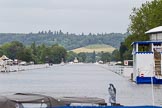 Henley Royal Regatta 2013 (Monday): A closer look at the HRR race track seen from the eastern (Oxfordshire) side of the River Thames. In the distance Temple island, start start of the race, in front the blue and white box on the right, the finish of the race..
River Thames between Henley and Temple Island,
Henley-on-Thames,
Berkshire,
United Kingdom,
on 01 July 2013 at 14:12, image #7