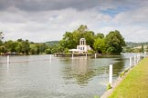 Henley Royal Regatta 2013 (Monday): Temple Island, close to the start of the race, with the ornamental temple originally designed as a fishing lodge for Fawley Court (close to the 1-mile marker)..
River Thames between Henley and Temple Island,
Henley-on-Thames,
Berkshire,
United Kingdom,
on 01 July 2013 at 14:58, image #23