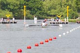 Henley Royal Regatta 2013 (Monday): The start of the HRR race course, seen from about 100 yards upstream..
River Thames between Henley and Temple Island,
Henley-on-Thames,
Berkshire,
United Kingdom,
on 01 July 2013 at 15:02, image #28