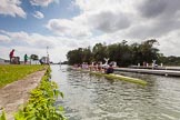 Henley Royal Regatta 2013 (Monday): Approaching the start line of the HRR race course  for a practice session..
River Thames between Henley and Temple Island,
Henley-on-Thames,
Berkshire,
United Kingdom,
on 01 July 2013 at 15:14, image #34