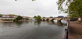 Henley Royal Regatta 2013 (Wednesday): Henley Bridge, with the boat tents of the Henley Royal Regatta on the left, and the Red Lion Lawn on the right..
River Thames between Henley and Temple Island,
Henley-on-Thames,
Berkshire,
United Kingdom,
on 03 July 2013 at 09:28, image #9