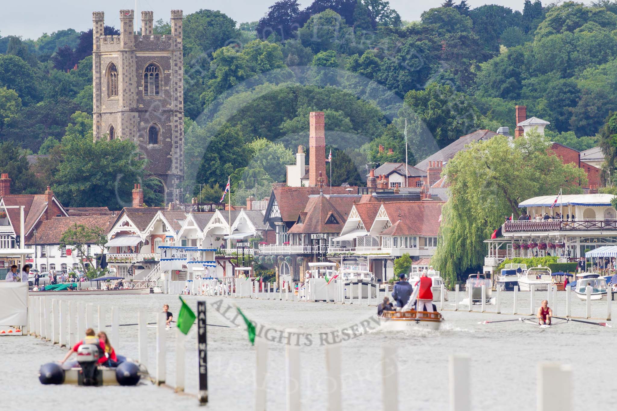 Henley Royal Regatta 2013, Thursday.
River Thames between Henley and Temple Island,
Henley-on-Thames,
Berkshire,
United Kingdom,
on 04 July 2013 at 10:55, image #110