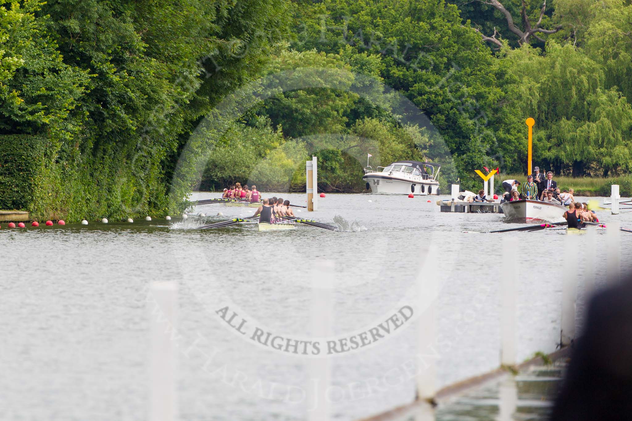 Henley Royal Regatta 2013, Thursday.
River Thames between Henley and Temple Island,
Henley-on-Thames,
Berkshire,
United Kingdom,
on 04 July 2013 at 11:00, image #112