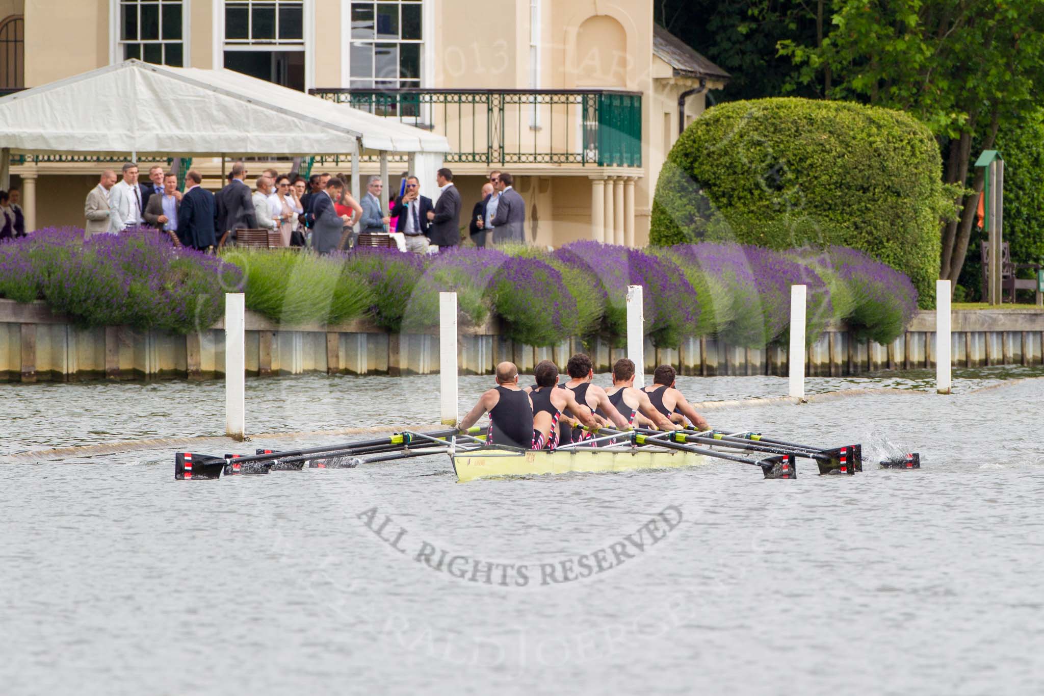 Henley Royal Regatta 2013, Thursday.
River Thames between Henley and Temple Island,
Henley-on-Thames,
Berkshire,
United Kingdom,
on 04 July 2013 at 11:00, image #115