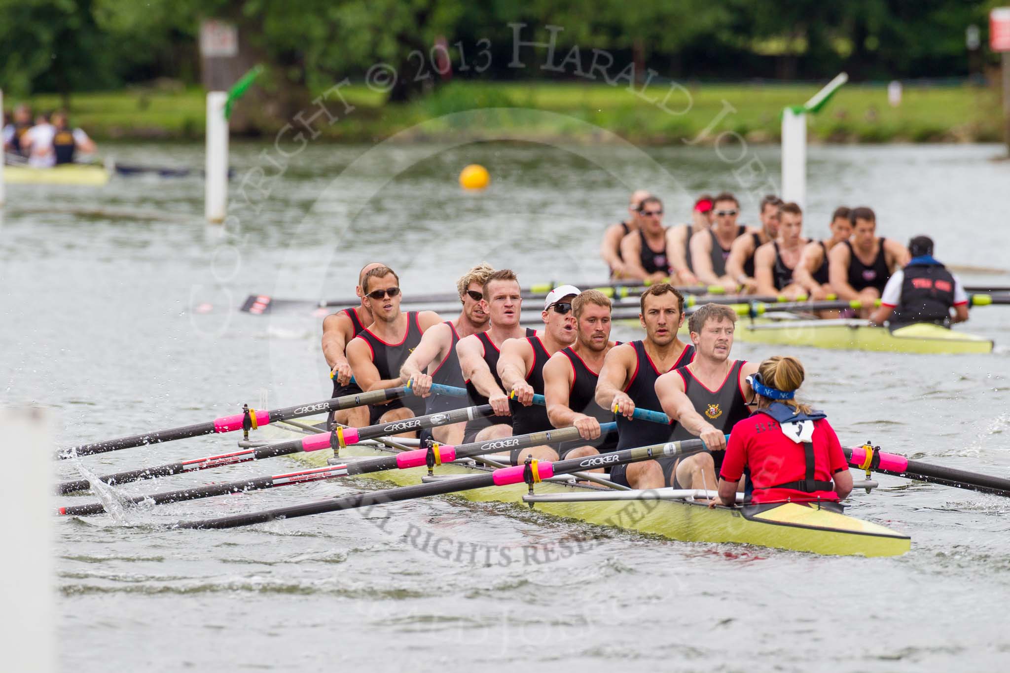 Henley Royal Regatta 2013, Thursday.
River Thames between Henley and Temple Island,
Henley-on-Thames,
Berkshire,
United Kingdom,
on 04 July 2013 at 11:01, image #127