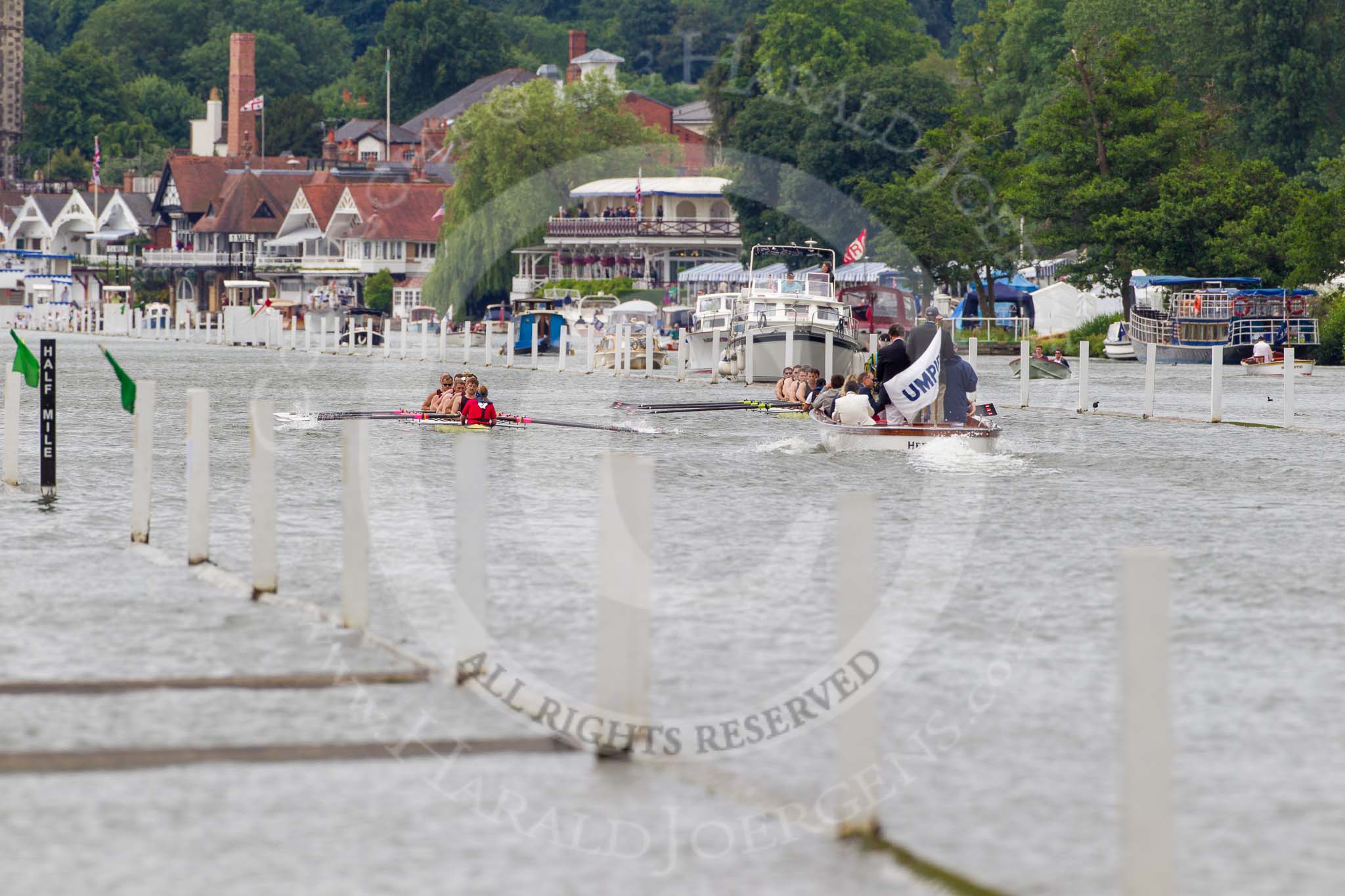 Henley Royal Regatta 2013, Thursday.
River Thames between Henley and Temple Island,
Henley-on-Thames,
Berkshire,
United Kingdom,
on 04 July 2013 at 11:02, image #130