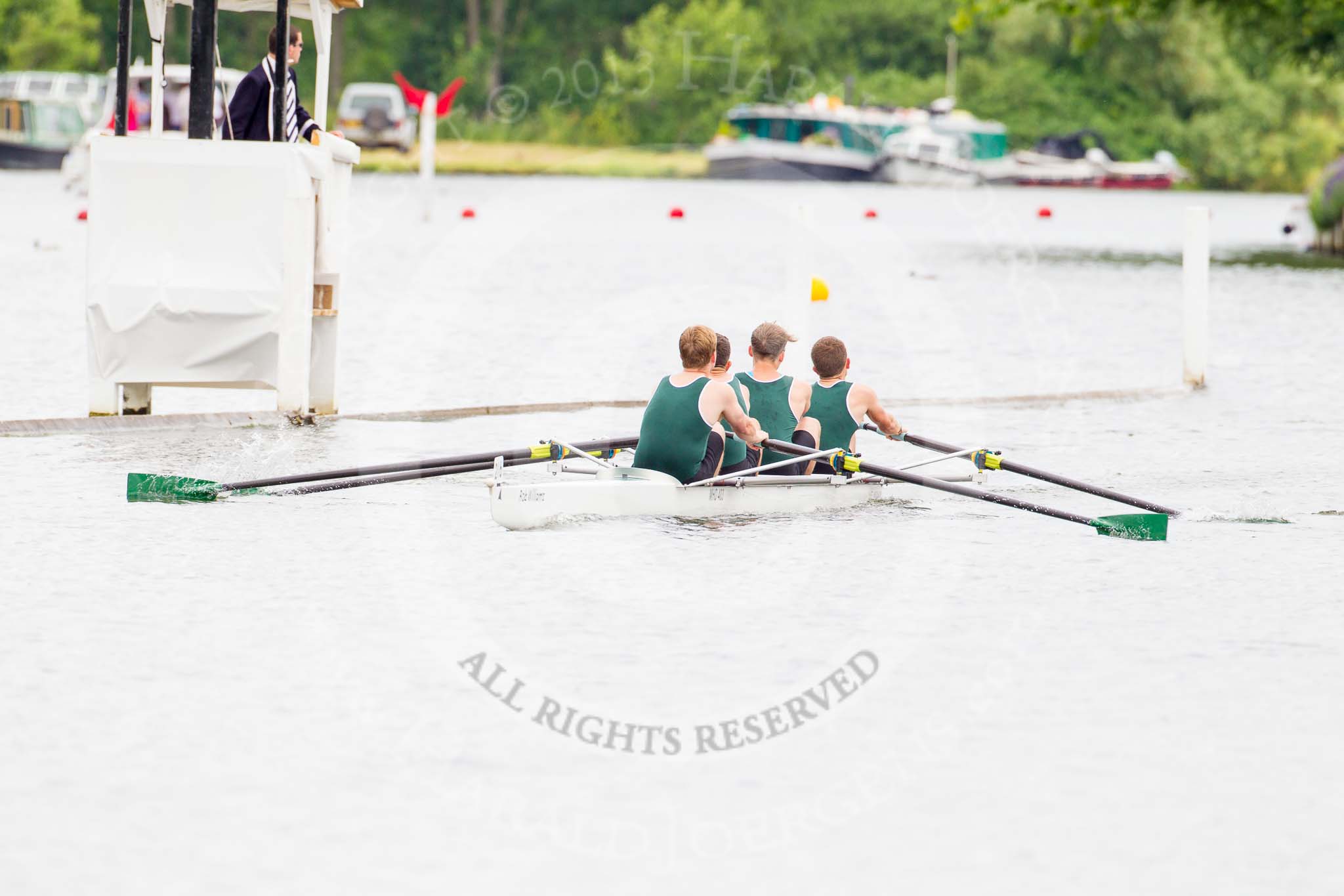 Henley Royal Regatta 2013, Thursday.
River Thames between Henley and Temple Island,
Henley-on-Thames,
Berkshire,
United Kingdom,
on 04 July 2013 at 11:16, image #166