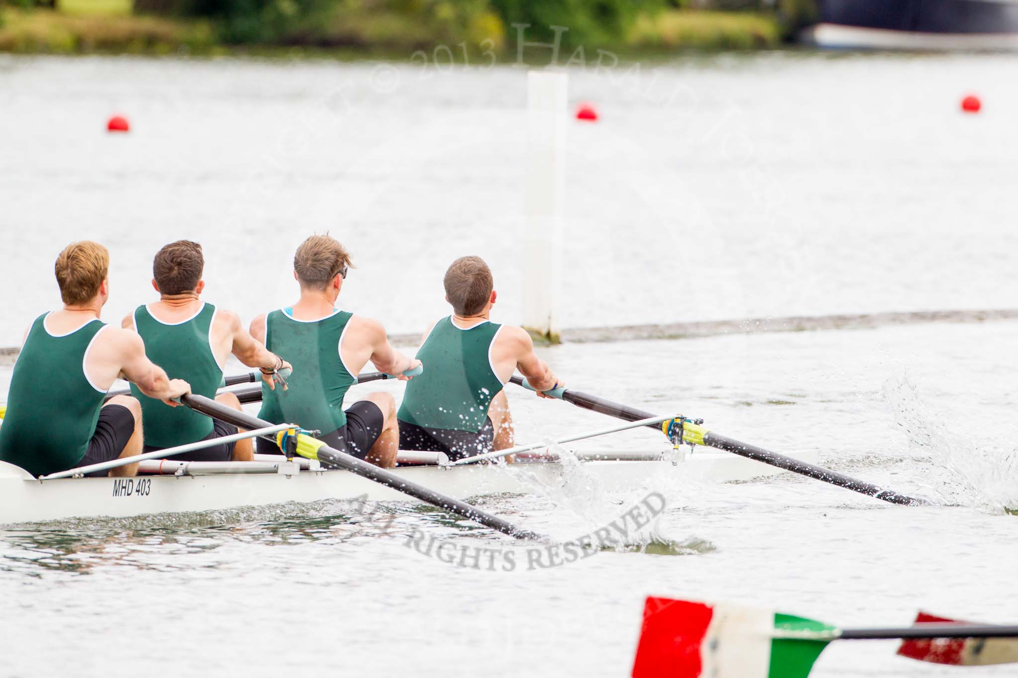 Henley Royal Regatta 2013, Thursday.
River Thames between Henley and Temple Island,
Henley-on-Thames,
Berkshire,
United Kingdom,
on 04 July 2013 at 11:16, image #169