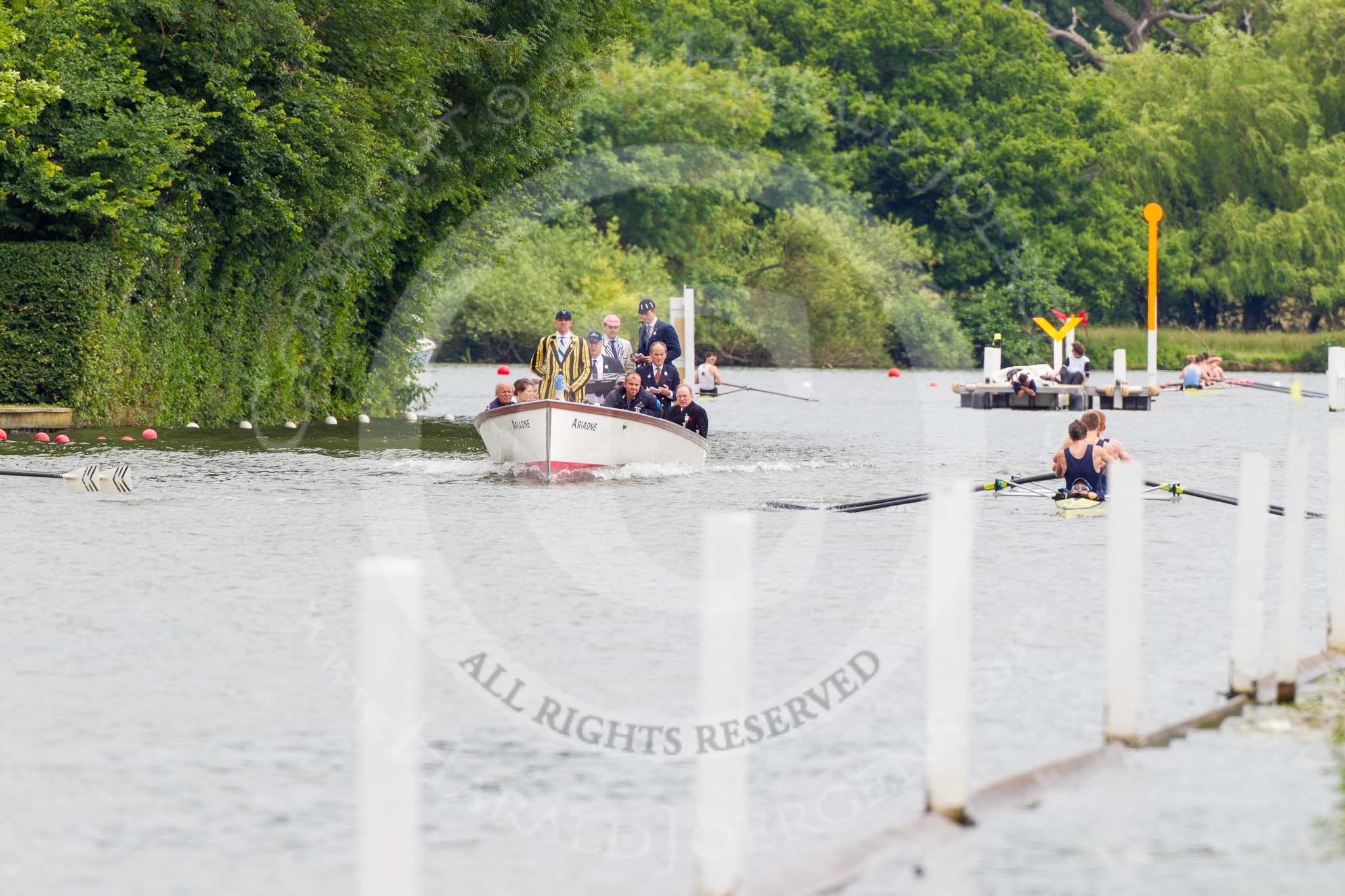 Henley Royal Regatta 2013, Thursday.
River Thames between Henley and Temple Island,
Henley-on-Thames,
Berkshire,
United Kingdom,
on 04 July 2013 at 11:46, image #233