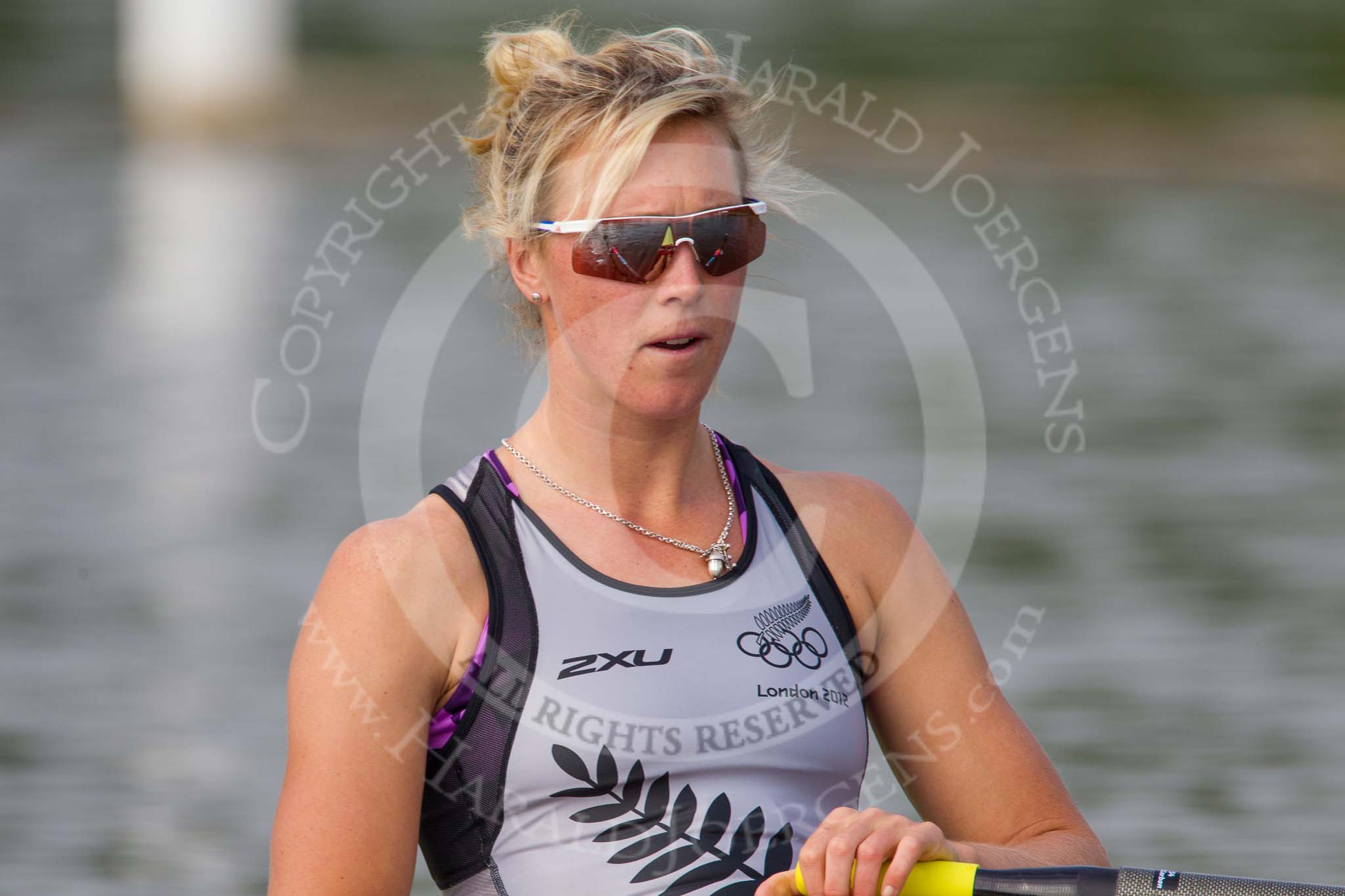 Henley Royal Regatta 2013, Saturday: Emma Twigg (Waiariki Rowing Club, New Zealand), 4th in Women's Single Sculls at the 2012 London Olympics, during a training session in the morning. Image #10, 06 July 2013 08:39 River Thames, Henley on Thames, UK