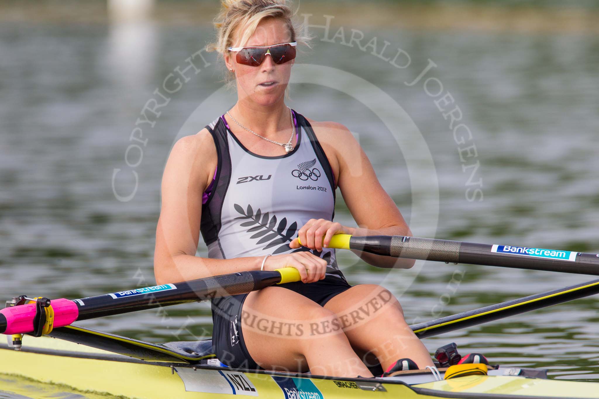 Henley Royal Regatta 2013, Saturday: Emma Twigg (Waiariki Rowing Club, New Zealand), 4th in Women's Single Sculls at the 2012 London Olympics, during a training session in the morning. Image #11, 06 July 2013 08:39 River Thames, Henley on Thames, UK