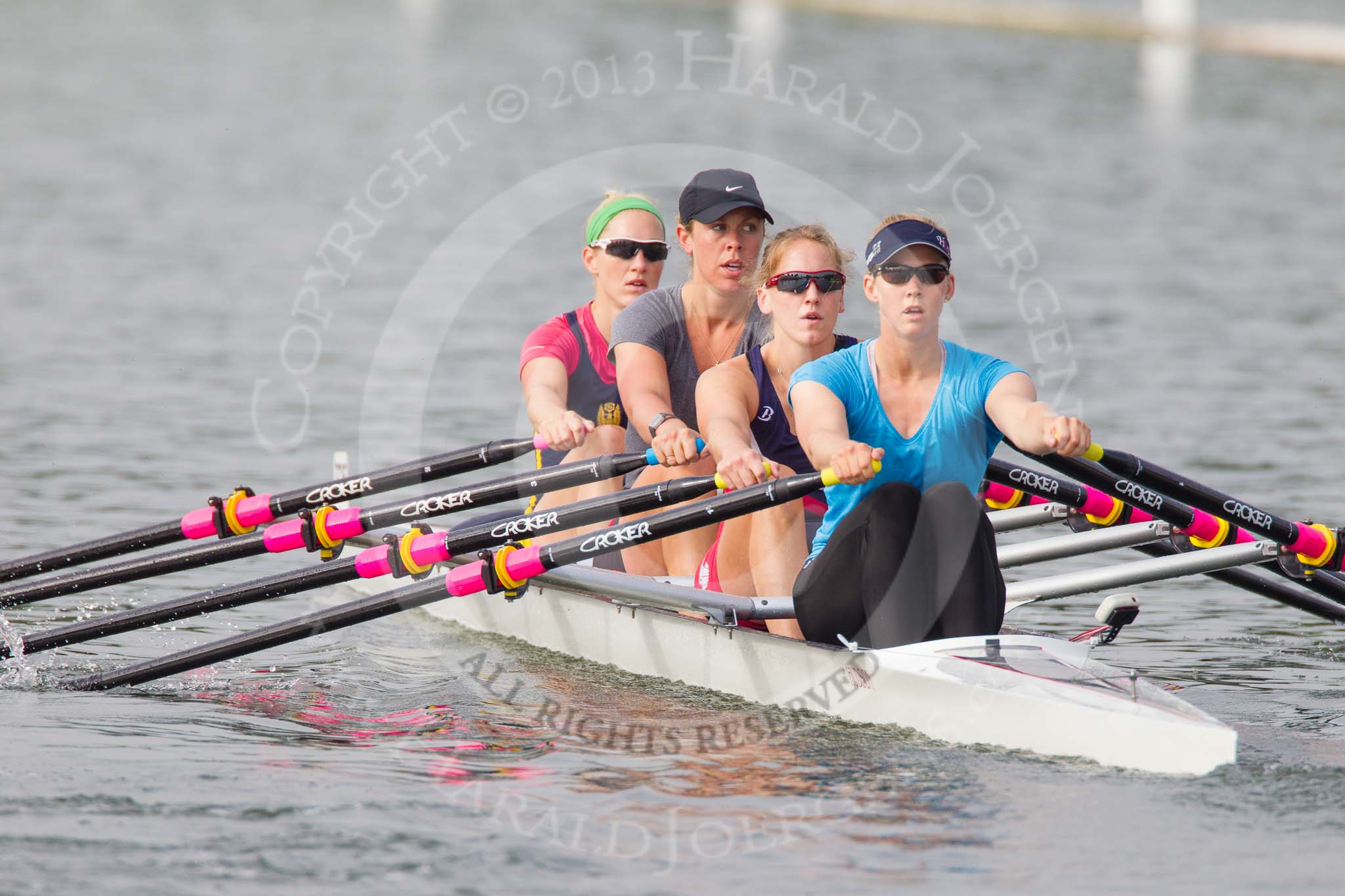 Henley Royal Regatta 2013, Saturday: The California Rowing Club, U.S.A, coxless four during a training session in the morning. Image #15, 06 July 2013 08:41 River Thames, Henley on Thames, UK