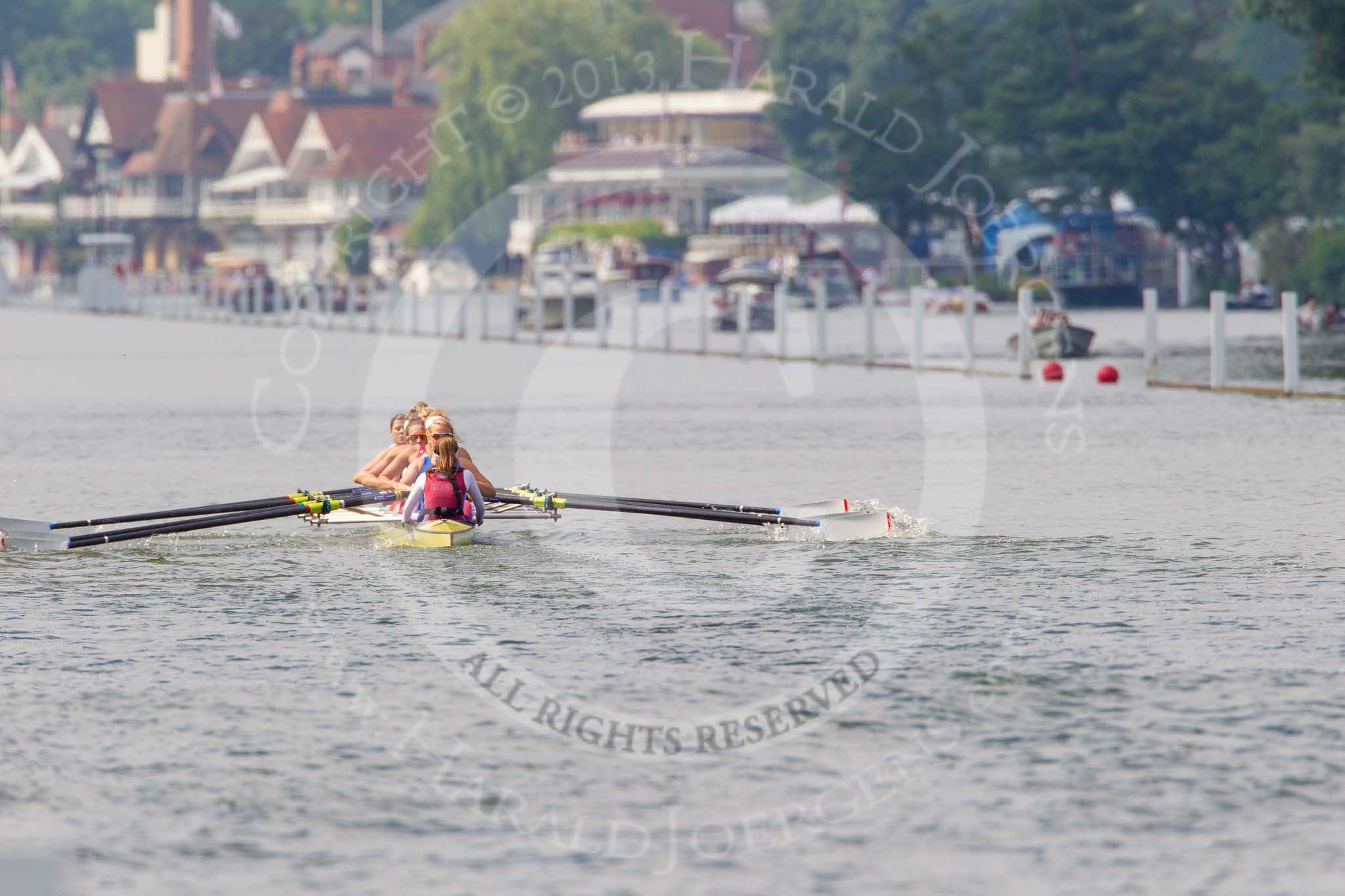 Henley Royal Regatta 2013, Saturday: Race No. 4 for the Remenham Challenge Cup, Molesey Boat Club v Tees Rowing Club and Agecroft Rowing Club. Image #147, 06 July 2013 10:43 River Thames, Henley on Thames, UK