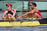Henley Royal Regatta 2013, Saturday: On the way to the start of race No. 10 - the Thames Rowing Club eight, here D. E. O. Etiebet and C. E. R. Phillips. Image #164, 06 July 2013 11:00 River Thames, Henley on Thames, UK