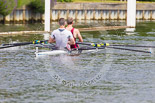 Henley Royal Regatta 2013, Saturday: Race No. 13 for the Double Sculls Challenge Cup, Oxford Brookes University and Leander Club (white boat) v London Rowing Club and Leander Club (yellow boat). Image #262, 06 July 2013 12:02 River Thames, Henley on Thames, UK