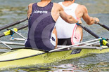 Henley Royal Regatta 2013, Saturday: Race No. 13 for the Double Sculls Challenge Cup, Oxford Brookes University and Leander Club (white boat) v London Rowing Club and Leander Club (yellow boat). Image #267, 06 July 2013 12:02 River Thames, Henley on Thames, UK