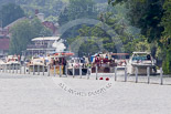 Henley Royal Regatta 2013, Saturday: Looking down towards the finish of the race course, increased river traffic next to the race course. Image #286, 06 July 2013 12:14 River Thames, Henley on Thames, UK
