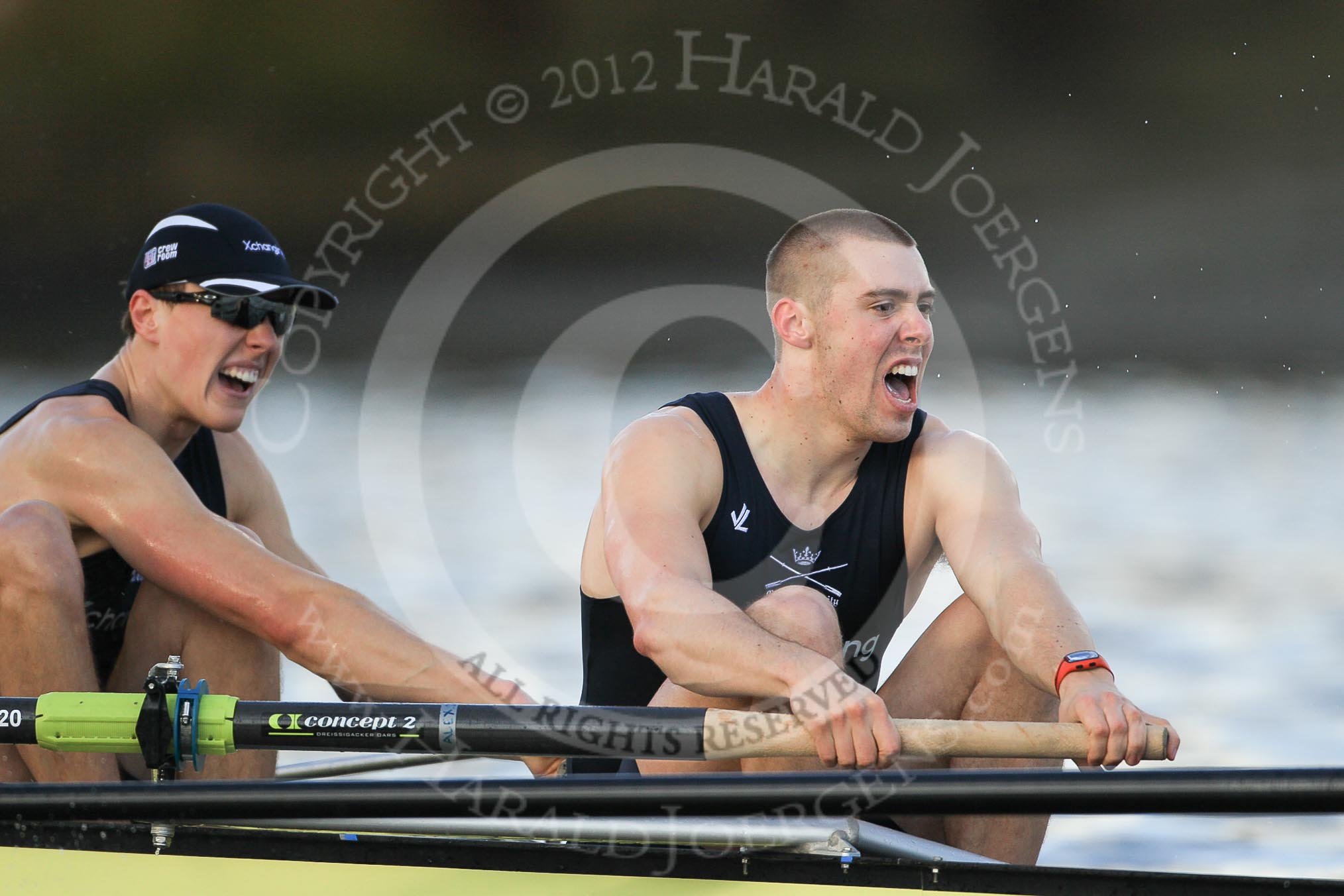 The Boat Race season 2012 - fixture OUBC vs German U23: The Oxford Blue Boat - Karl Hudspith and Alex Davidson..
River Thames between Putney and Mortlake,
London,

United Kingdom,
on 26 February 2012 at 15:32, image #72
