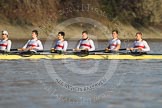 The Boat Race season 2012 - fixture OUBC vs German U23: The German U23 boat, from left to right Maximilian Planer, Malte Jakschik, Alexander Thierfelder, Robin Ponte, Rene Stüven, and Stern Maximilian Johanning..
River Thames between Putney and Mortlake,
London,

United Kingdom,
on 26 February 2012 at 15:21, image #27