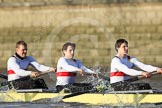 The Boat Race season 2012 - fixture OUBC vs German U23: The German U23 boat, from left to right Robin Ponte, Alexander Thierfelder, and Malte Jaschik..
River Thames between Putney and Mortlake,
London,

United Kingdom,
on 26 February 2012 at 15:25, image #45