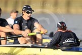 The Boat Race season 2012 - fixture OUBC vs German U23: The Oxford Blue Boat - stern Roel Haen and cox Zoe de Toledo, in the German U23 boat, stern Lukas-Frederik Müller..
River Thames between Putney and Mortlake,
London,

United Kingdom,
on 26 February 2012 at 15:28, image #60