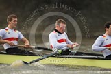 The Boat Race season 2012 - fixture OUBC vs German U23: The German U23 boat approaching the finish line for the secon race at Mortlake - Rene Stüven, Robin Ponte, and Alexander Thierfelder..
River Thames between Putney and Mortlake,
London,

United Kingdom,
on 26 February 2012 at 15:52, image #102