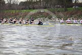 The Boat Race season 2012 - fixture OUBC vs German U23: After winning the second race - the Oxford Blue Boat in front, the German U23 boat behind, at Mortlake..
River Thames between Putney and Mortlake,
London,

United Kingdom,
on 26 February 2012 at 15:52, image #104