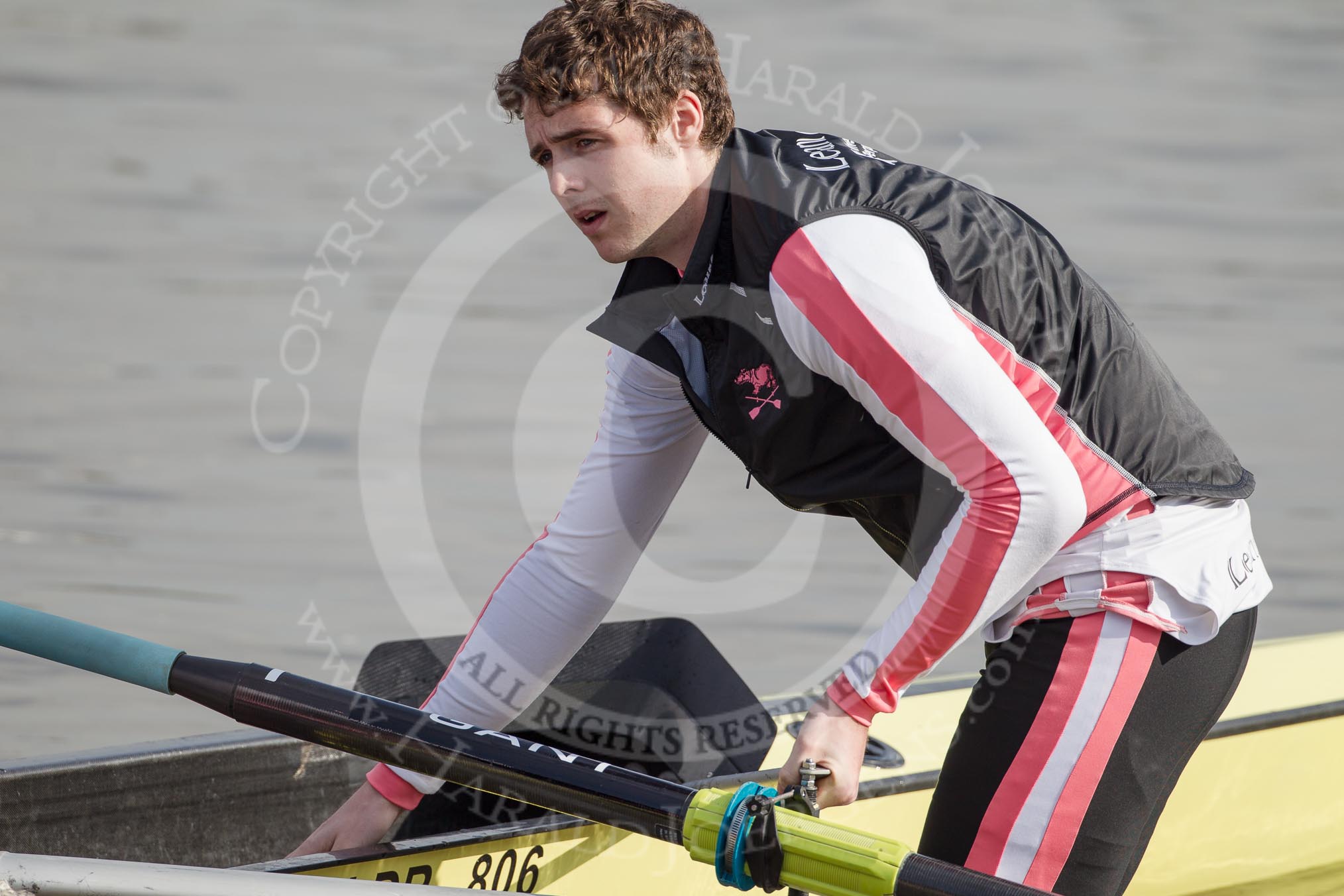 The Boat Race season 2012 - fixture CUBC vs Leander: Bow in the Leander Club Eight: Oliver Holt, Silver medallist, National Schools Regatta 2010..
River Thames between Putney and Molesey,
London,
Greater London,
United Kingdom,
on 10 March 2012 at 13:31, image #33