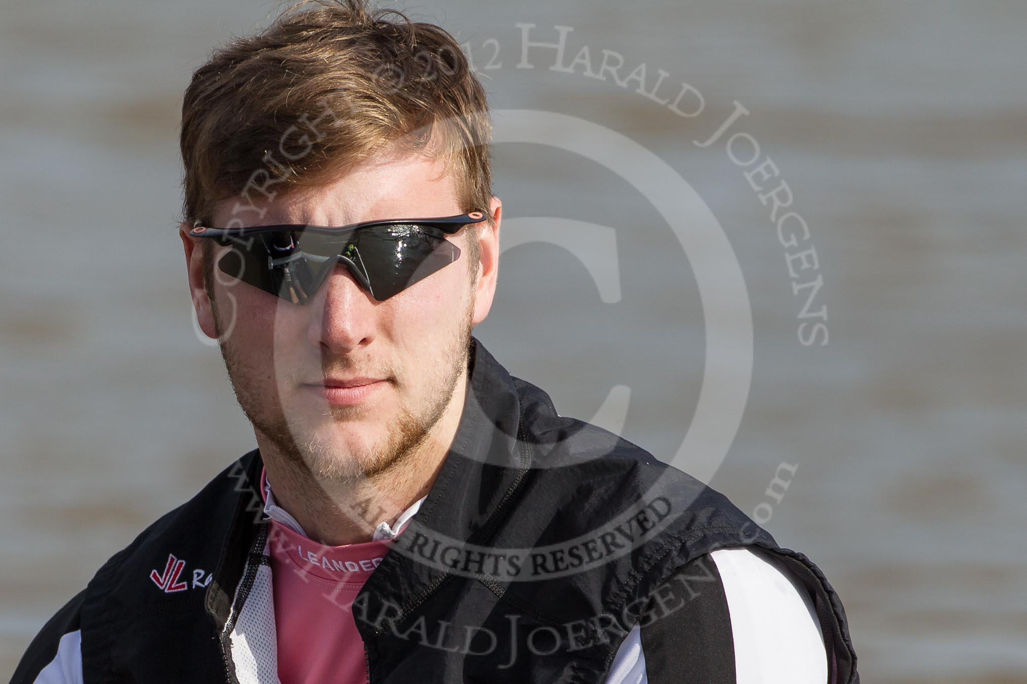 The Boat Race season 2012 - fixture CUBC vs Leander: 5 in the Leander Club Eight: Tom Clark, world U23 bronze medallist, GB VIII 2010 and 2011, Finallist, Ladies Challenge Plate, HRR 2011..
River Thames between Putney and Molesey,
London,
Greater London,
United Kingdom,
on 10 March 2012 at 13:33, image #37