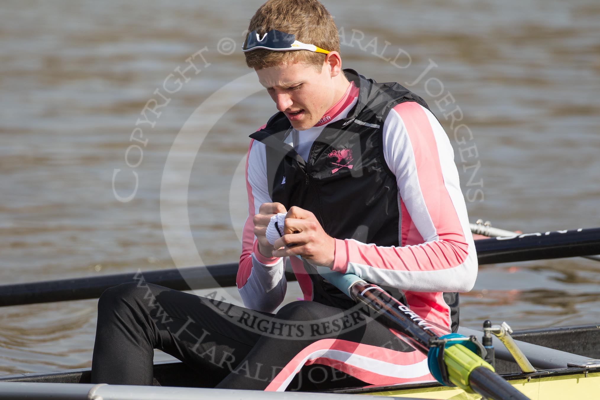 The Boat Race season 2012 - fixture CUBC vs Leander: 7 in the Leander Club Eight: Cameron MacRitchie, Silver medallist, GB VIII, World Junior Chamionships 2011..
River Thames between Putney and Molesey,
London,
Greater London,
United Kingdom,
on 10 March 2012 at 13:33, image #40