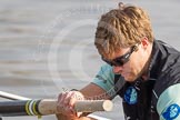 The Boat Race season 2012 - fixture CUBC vs Leander: Close-up of CUBC 2 seat David Nelson..
River Thames between Putney and Molesey,
London,
Greater London,
United Kingdom,
on 10 March 2012 at 13:27, image #20