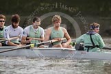 The Boat Race season 2012 - fixture CUBC vs Leander: CUBC Blue Boat: Alexander Scharp, Steve Dudek, Alex Ross, stroke Niles Garratt, and cox Ed Bosson..
River Thames between Putney and Molesey,
London,
Greater London,
United Kingdom,
on 10 March 2012 at 14:05, image #69