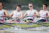 The Boat Race season 2012 - fixture CUBC vs Leander: The Leander Club Eight:  John Clay, Will Gray, Sam Whittaker, and bow Oliver Holt.
River Thames between Putney and Molesey,
London,
Greater London,
United Kingdom,
on 10 March 2012 at 14:14, image #111